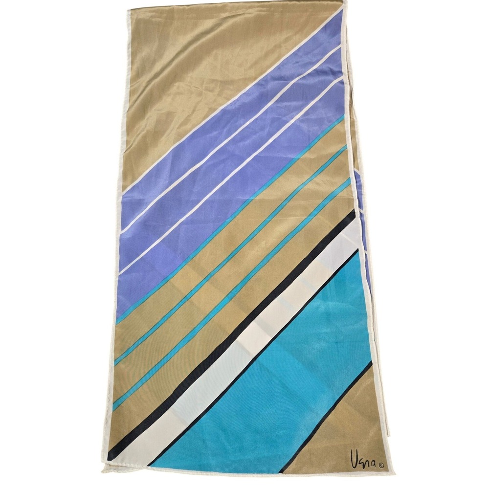 Women's Vera Neumann Silk Scarf 40x10 Geometric Diagonal Stripe‎ MCM Abstract